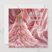  Quinceanera Verjaardagsfeest Roze Tiara Kaart (Voorkant)