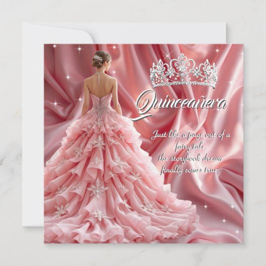  Quinceanera Verjaardagsfeest Roze Tiara Kaart (Voorkant)