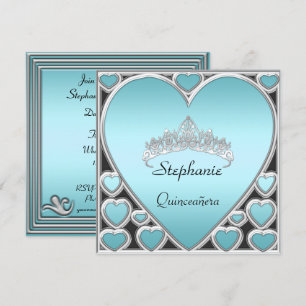 Quinceañera verjaardagsfeestje blauw kaart