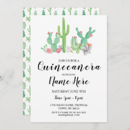Quinceañera verjaardagsfeestje Cactus Cacti Uitnod Kaart