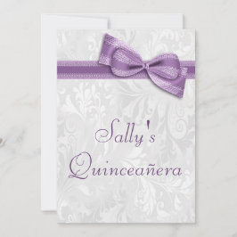 Quinceañera Verjaardagsfeestje Damask en Faux Bow Kaart