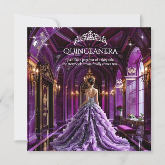 Quinceanera Verjaardagspaleis Paarse jurk Tiara Kaart (Voorkant)