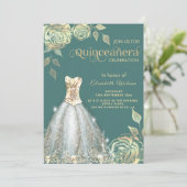 Quinceañera verkleint goudsequenties met goudkleur kaart (Staand voorkant)