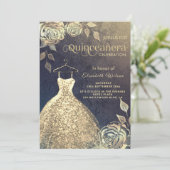 Quinceañera verkleint goudsequenties met goudkleur kaart (Staand voorkant)