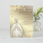 Quinceañera verkleint goudsequenties met goudkleur kaart (Staand voorkant)