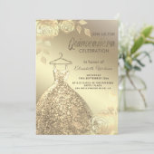 Quinceañera verkleint goudsequenties met goudkleur kaart (Staand voorkant)