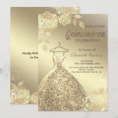 Quinceañera verkleint goudsequenties met goudkleur kaart (Voorkant / Achterkant)