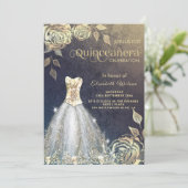 Quinceañera verkleint goudsequenties met goudkleur kaart (Staand voorkant)