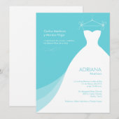 Quinceañera Vestido Azul Invitaciones Kaart (Voorkant / Achterkant)