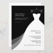 Quinceañera Vestido negro Invitaciones Kaart (Voorkant / Achterkant)