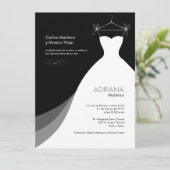 Quinceañera Vestido negro Invitaciones Kaart (Staand voorkant)