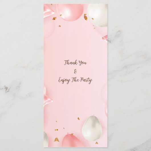 Quinceañera Viering Bewerkbaar Menu (Achterkant)