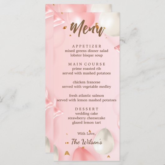 Quinceañera Viering Bewerkbaar Menu (Voorkant / Achterkant)