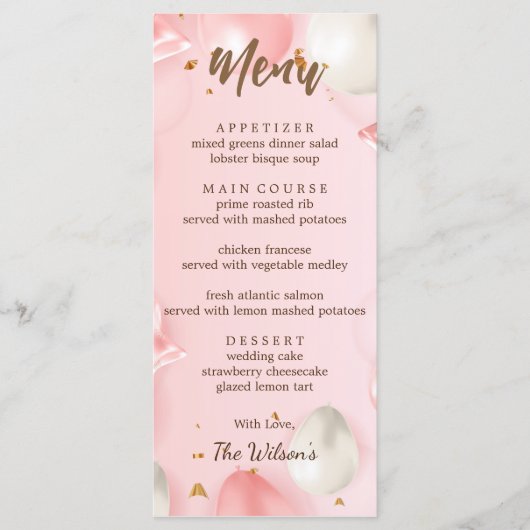 Quinceañera Viering Bewerkbaar Menu (Voorkant)