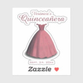 Quinceañera viering rode jurk decoratie sticker (Vel)