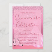 Quinceanera Viering Roze Masquerade Party Kaart (Voorkant)