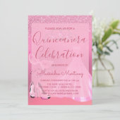Quinceanera Viering Roze Masquerade Party Kaart (Staand voorkant)