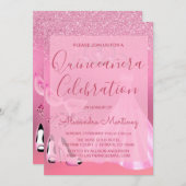 Quinceanera Viering Roze Masquerade Party Kaart (Voorkant / Achterkant)