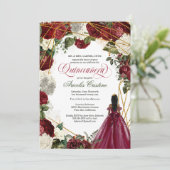 Quinceanera-viering van de Bourgognige florale afr Kaart (Staand voorkant)