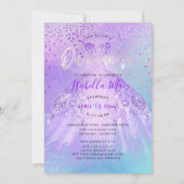 Quinceanera Violet+Blue Gown+Confetti Kaart (Achterkant)