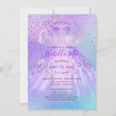 Quinceanera Violet+Blue Jurk+Confetti Kaart (Achterkant)