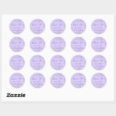 Quinceanera violet glitter name bedankt ronde sticker (Vel)