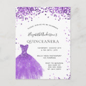 Quinceanera violet wit glitter glanzend glanzend g briefkaart (Voorkant)