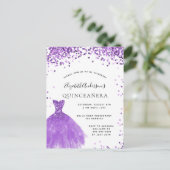 Quinceanera violet wit glitter glanzend glanzend g briefkaart (Staand voorkant)