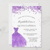 Quinceanera violet wit glitter glanzend glanzend g kaart (Voorkant)