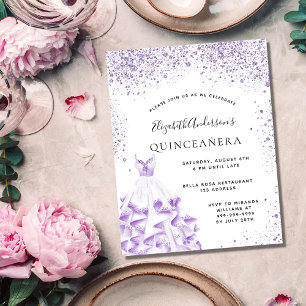 Quinceanera violet wit kledingbudget flyer