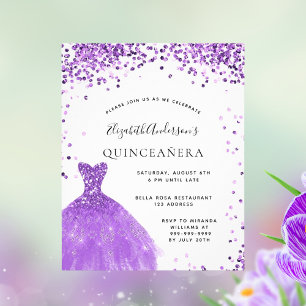 Quinceanera violet wit kledingbudget flyer