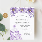 Quinceanera violet wit kleed florelegant briefkaart