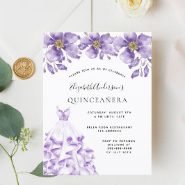 Quinceanera violet wit kleed florelegant briefkaart