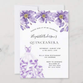Quinceanera violet wit kleed florelegant kaart