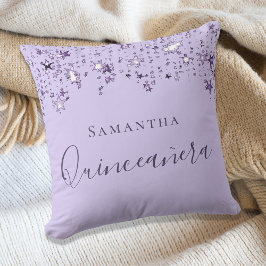 Quinceanera violette lila sterrennaam kussen