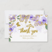 Quinceanera Vlinder Bedankkaartjes Kaart (Voorkant)