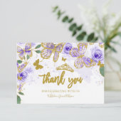 Quinceanera Vlinder Bedankkaartjes Kaart (Staand voorkant)