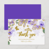 Quinceanera Vlinder Bedankkaartjes Kaart (Voorkant / Achterkant)