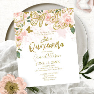 Quinceanera Vlinder Budget Uitnodiging Nederlands