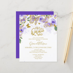 Quinceanera Vlinder Budget Uitnodiging Spaans