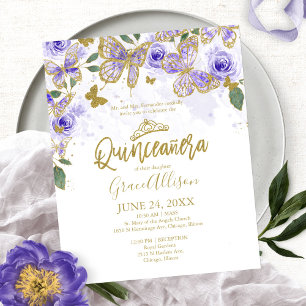 Quinceanera Vlinder Budget Uitnodiging Tweetalig