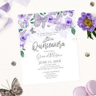 Quinceanera Vlinder Budget Uitnodiging Tweetalig