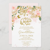 Quinceanera Vlinder Uitnodiging Engelse tekst (Voorkant / Achterkant)