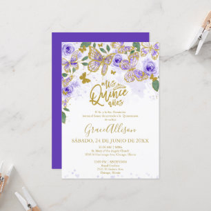 Quinceanera Vlinder Uitnodiging Spaanse Formulerin