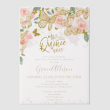 Quinceanera Vlinder Uitnodiging Spaanse Formulerin