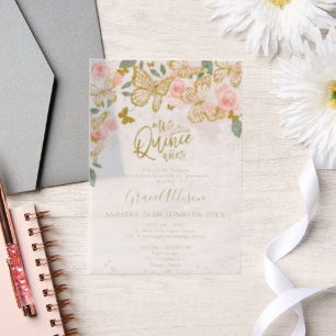 Quinceanera Vlinder Uitnodiging Spaanse Formulerin