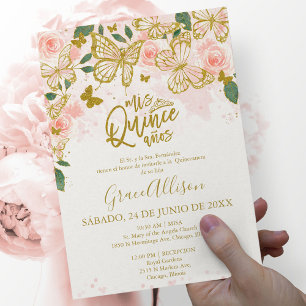 Quinceanera Vlinder Uitnodiging Spaanse Formulerin