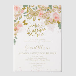 Quinceanera vlinder uitnodiging Spaanse tekst