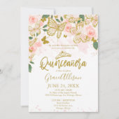 Quinceanera vlinder uitnodiging tweetalig (Voorkant)