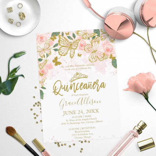Quinceanera vlinder uitnodiging tweetalig